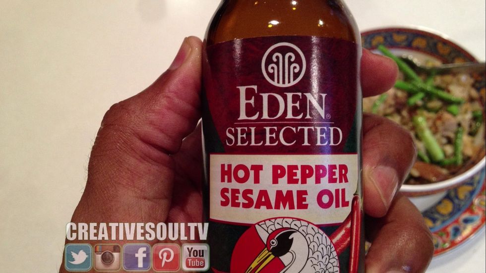 I drizzled some hot pepper sesame oil over the meal after it was done and on my plate. (Optional)