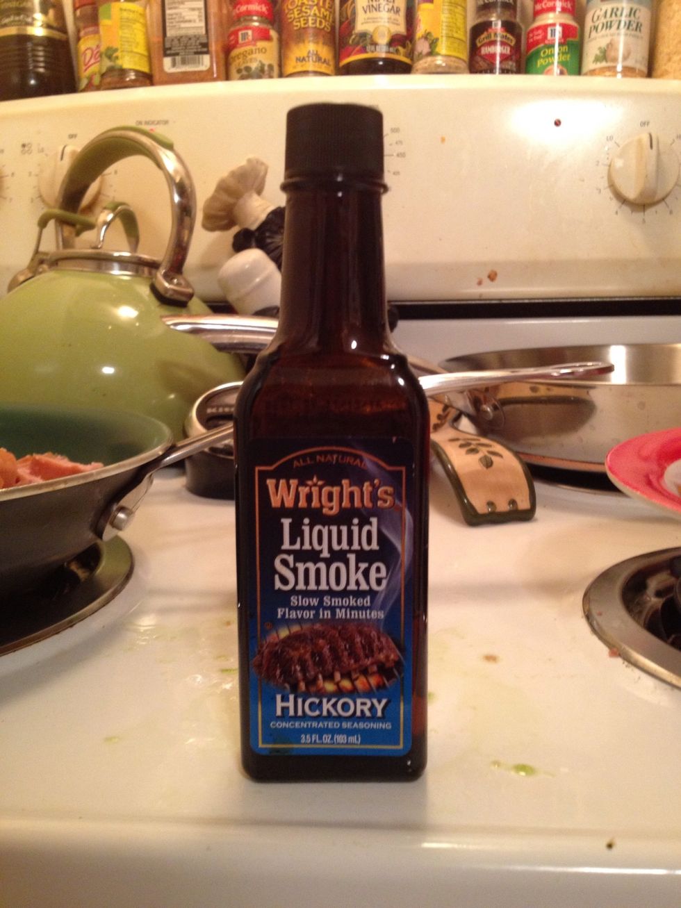 I drizzled the sausage with the liquid smoke. This is what a bottle of Wright's looks like.