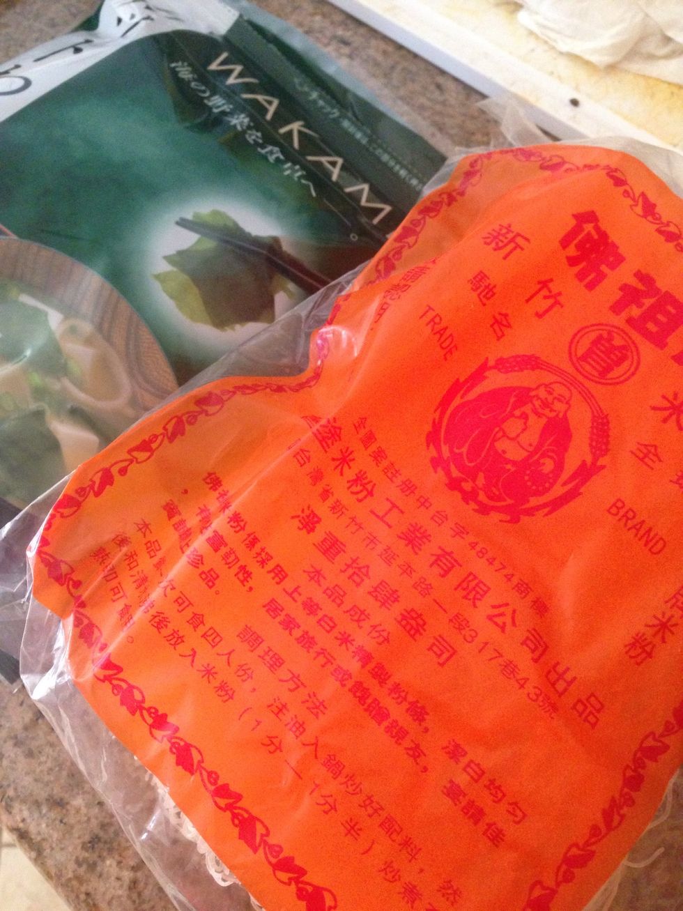 I dropped in a cup of Wakame Seaweed