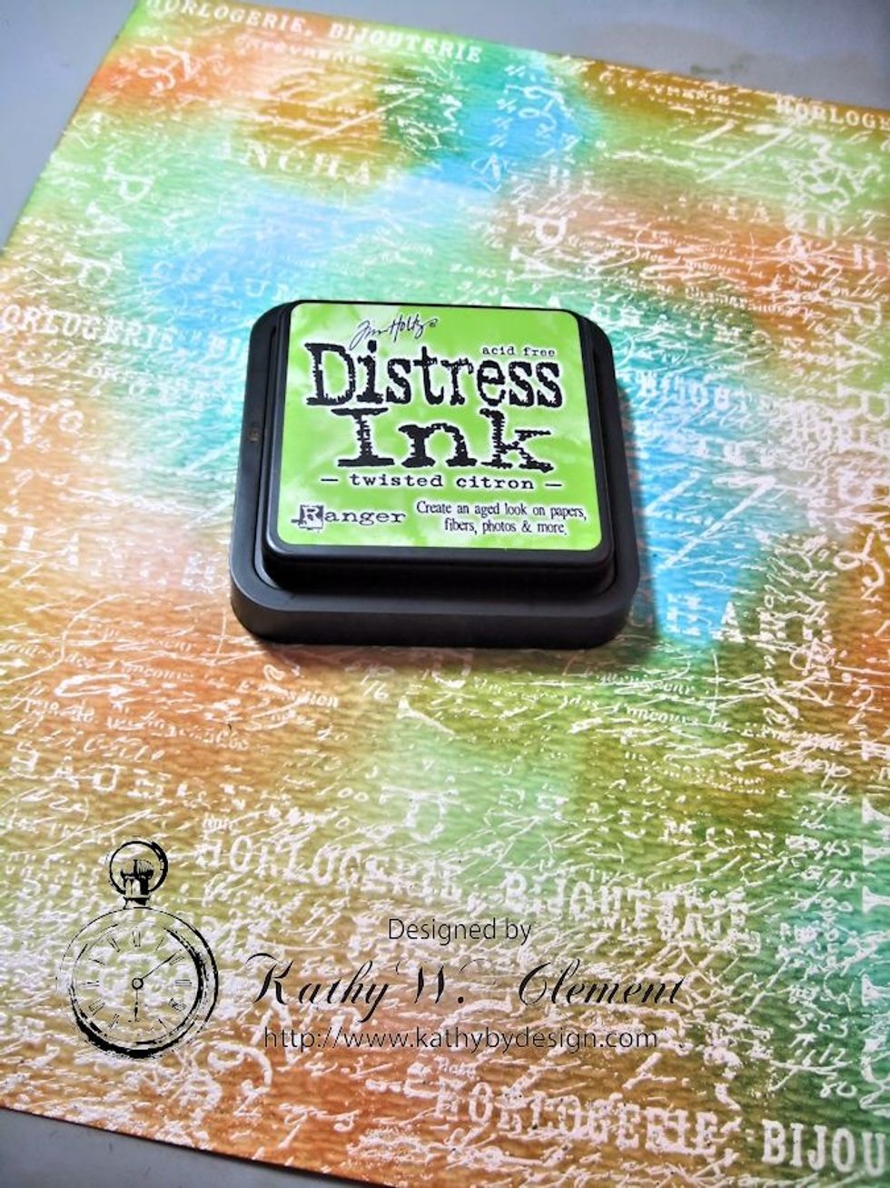 I finished with Twisted Citron to add pops of neon color to the background. As you can see here, the entire surface is colored, edges overlap and it looks like a rainbow!