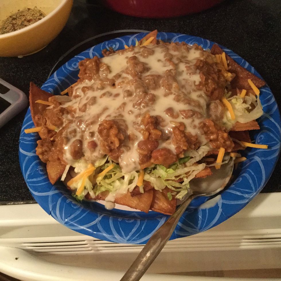 I forgot to show when I melted the queso