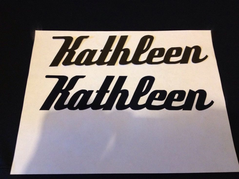 I forgot to take a pic of me spraying the adhesive but just spray the back of the name so when u place it it will be facing up like the pic. Used the cut out (top) for ref to place the smalll pcs