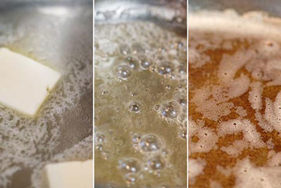 I forgot to take a picture of the butter browning, but I found this on Google and it shows the transition perfectly. Take your time and keep the temperature low. It took about 20 minutes for me.