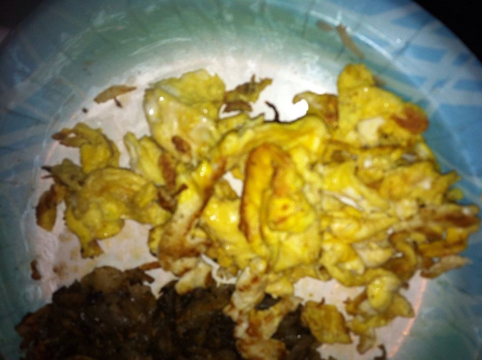 I forgot to take a picture of them cooking, but scramble the eggs. You can even fry them if you want.