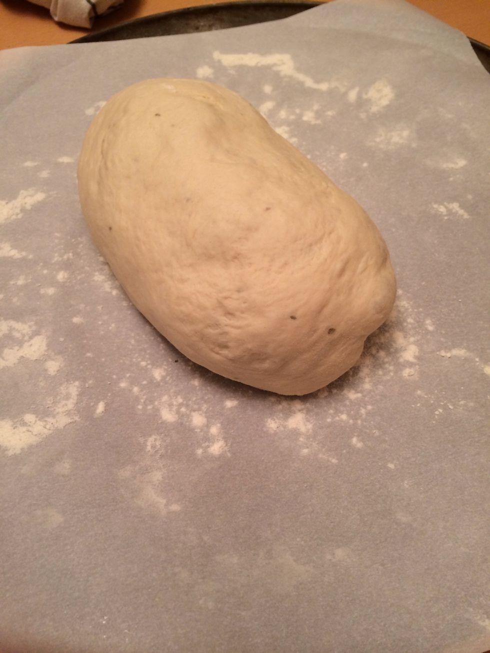 I formed it longer rather than round. Personal preference. Let rise like this uncovered for 40-50 min. Start to preheat oven at 30-40 min mark. Oven should be at 435-445F/225-230C when cooking.