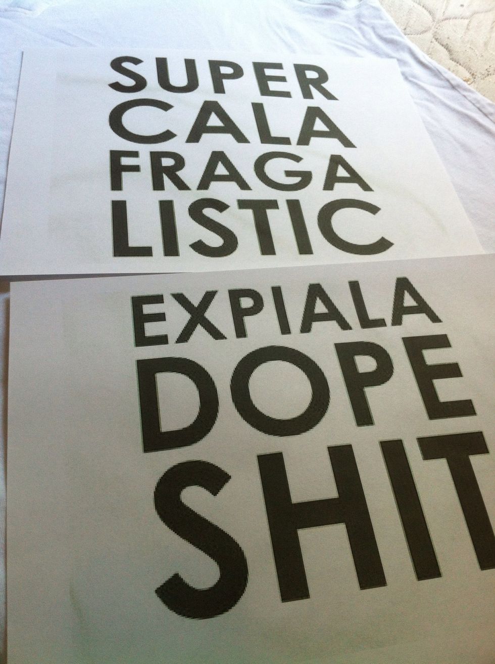 I found the graphic of my choice online & did some editing to get it to the size I want. Depending on the size, printing on 2 sheets may work better. *as it did in my case*