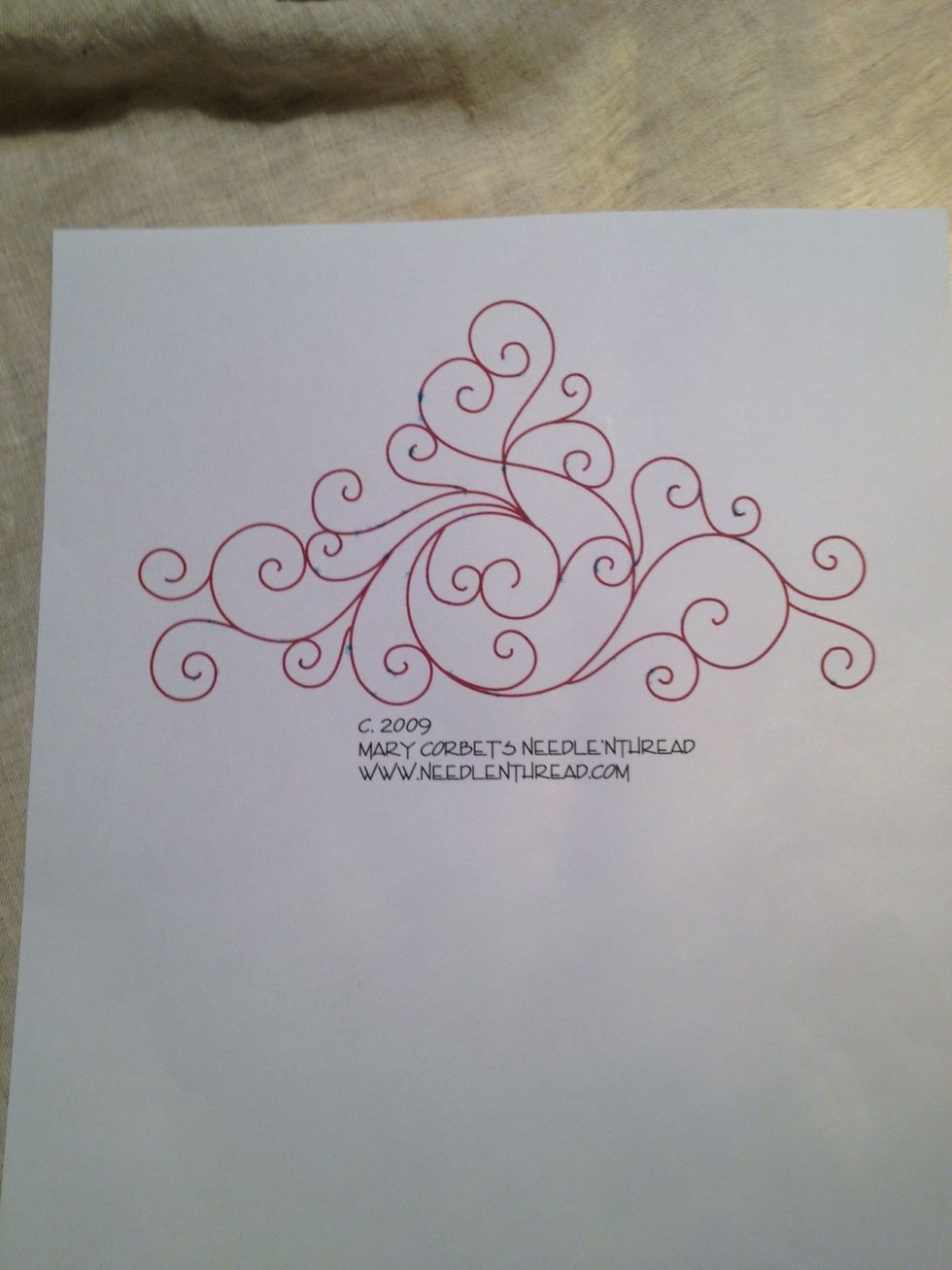 I found this free pattern on needlenthread.com. I want to use it as a border on a summer dress. I'm new at embroidering, so I don't know how to transfer a pattern. This is what I came up with.