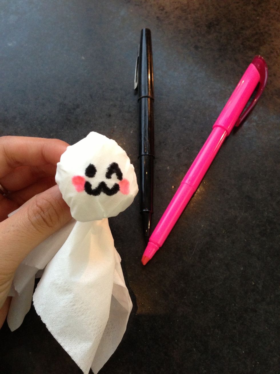 I got a highlighter and drew in some Pink cheeks