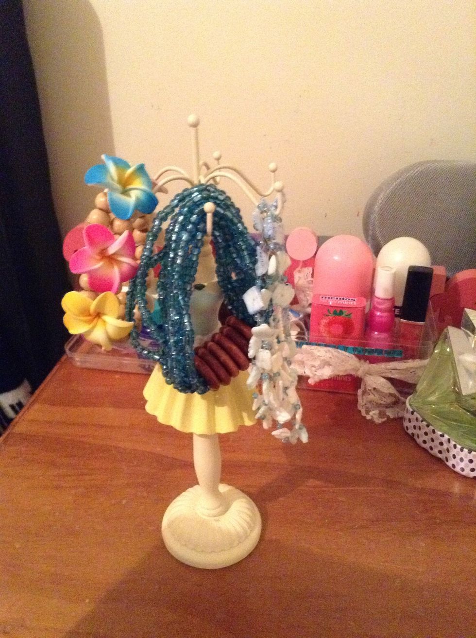 I got a maniqen (can't spell) and I put my bracelets and necklaces on it