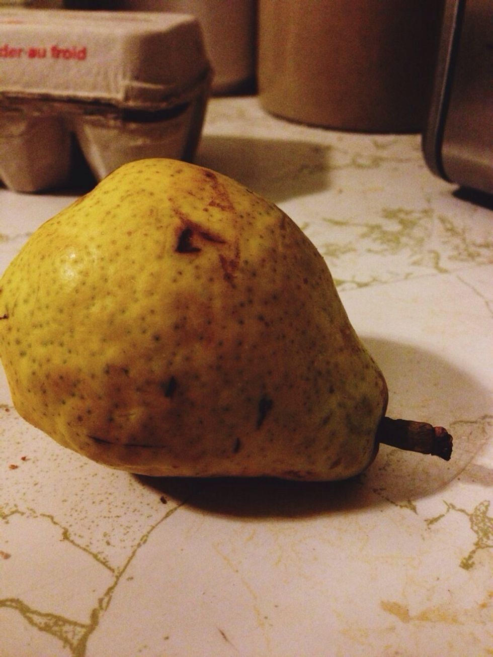 I had a ripe pear on hand - not too tart, and just firm enough to hold up well against the warm cheese and runny egg.