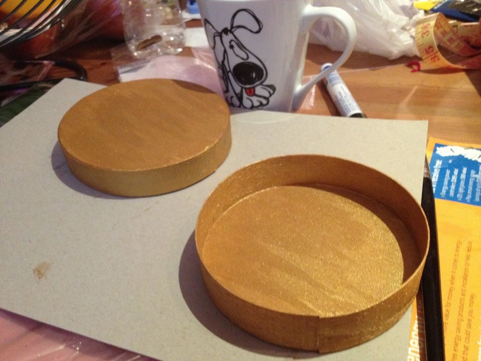 I had an old cheese box which I couldn't help but paint gold and...