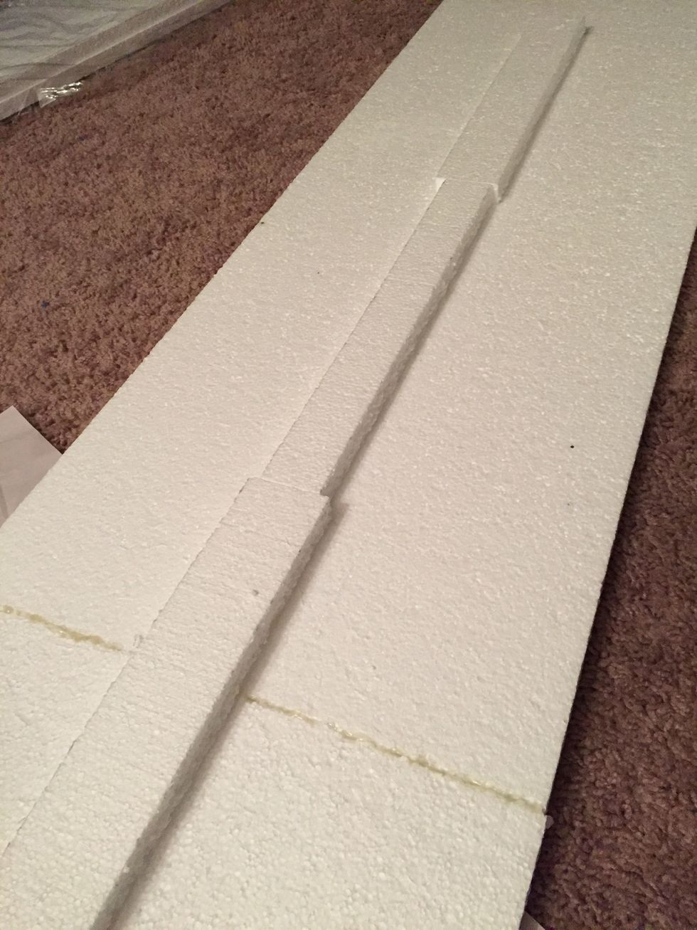 I had extra pieces laying around from other valences. My window is big and needs extra support to prevent sagging. Hot glue a strip in the center of your board for support if you have a large window.