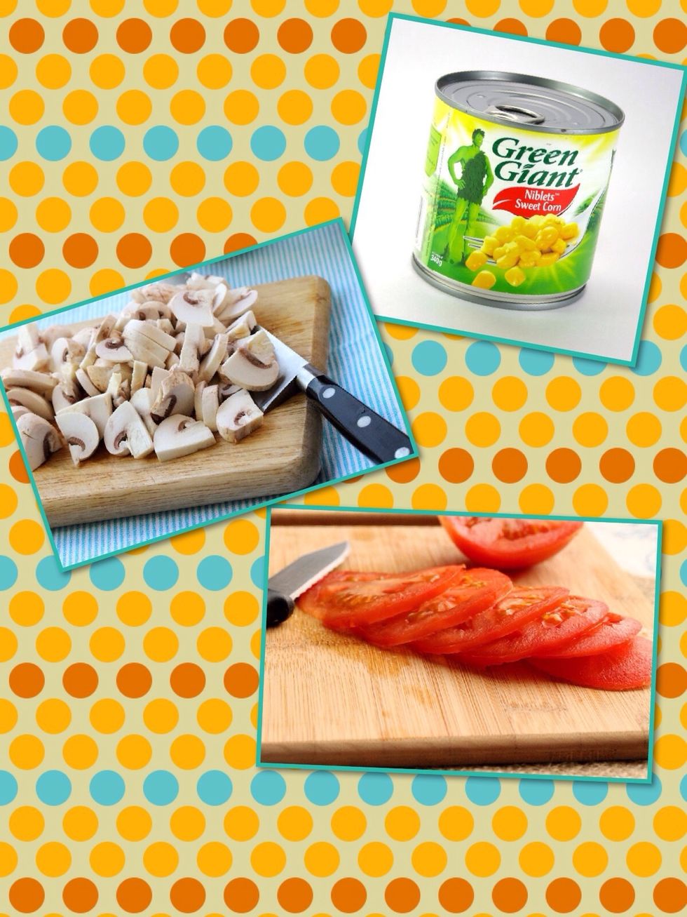 I had some chopped mushrooms which i decided to top over my pasta. I also added sweetcorn for a crunch, and some sliced tomatoes.