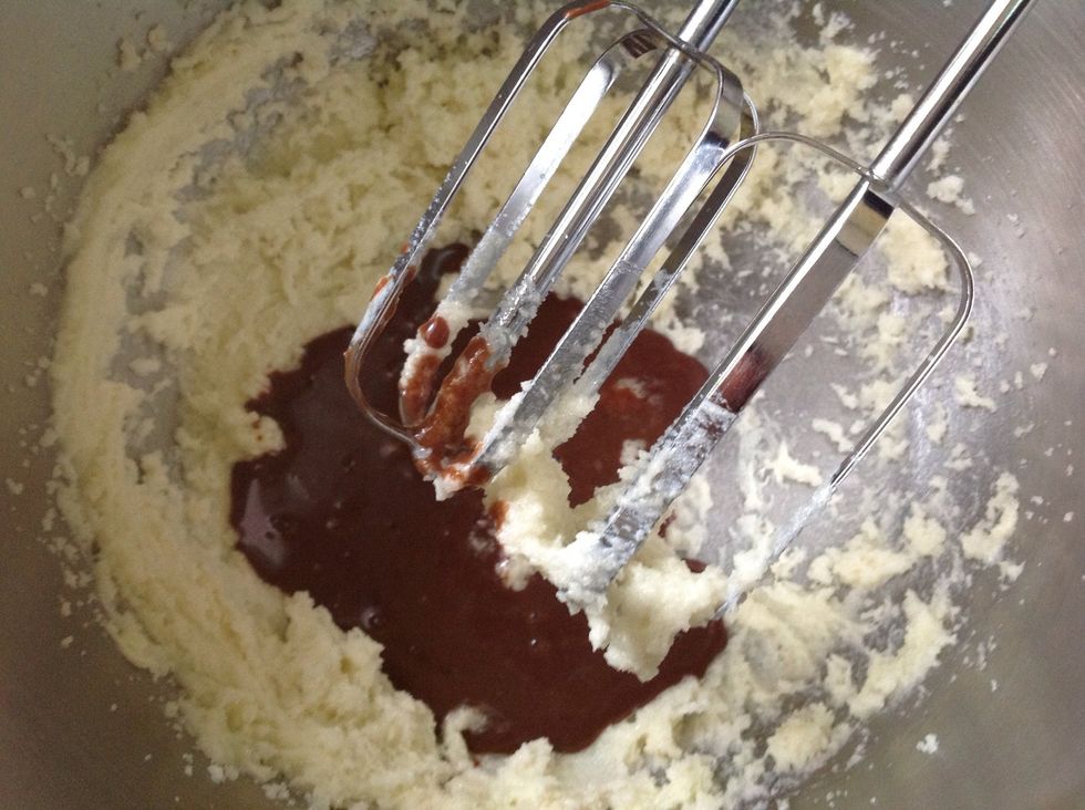 I had some left over milk chocolate (really tiny) so I melted it an added it to my mixture. It's not necessary so you can skip this.