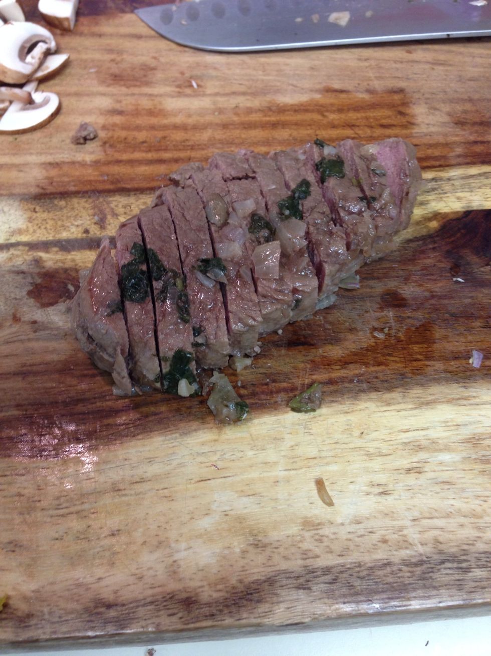 I had some left over steak which I sliced up. You can add any topping you want.