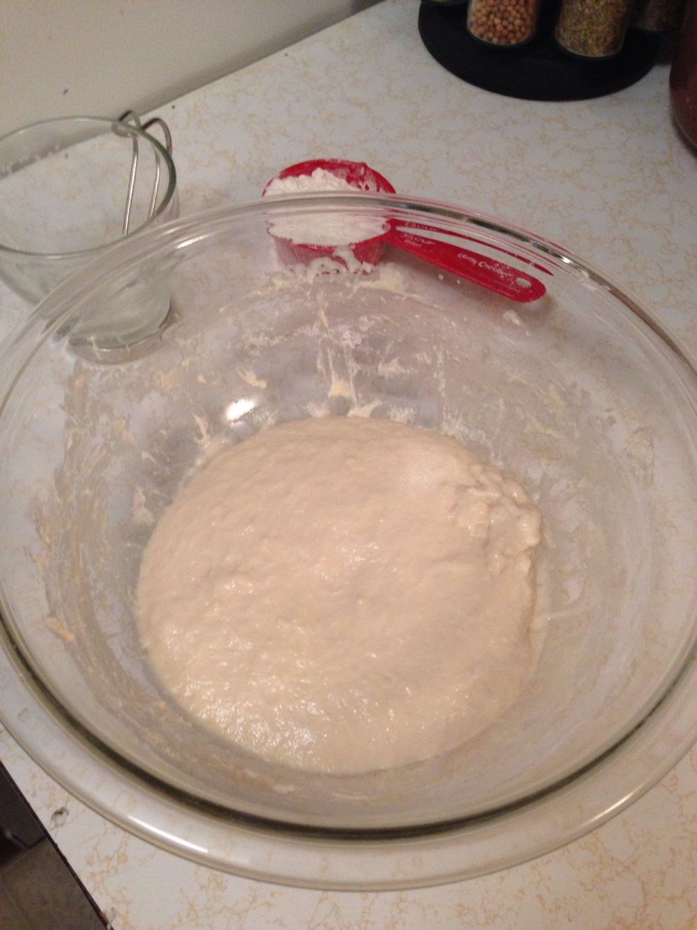 I had to add more flour, because I had too much water. It's always easier to put more flour in runny dough than putting more water in dry dough. It will be sticky, but not too liquidy.