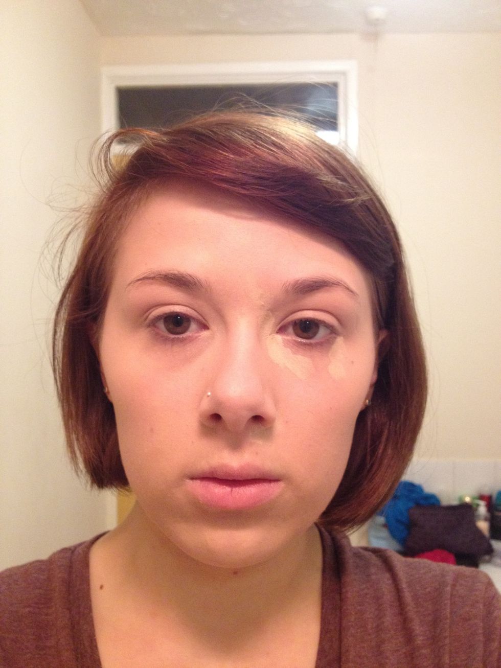 I have already blended the concealer on the left side. I have covered all dark areas on my face then buffed with my duo fibre brush an pressed into the skin with my finger