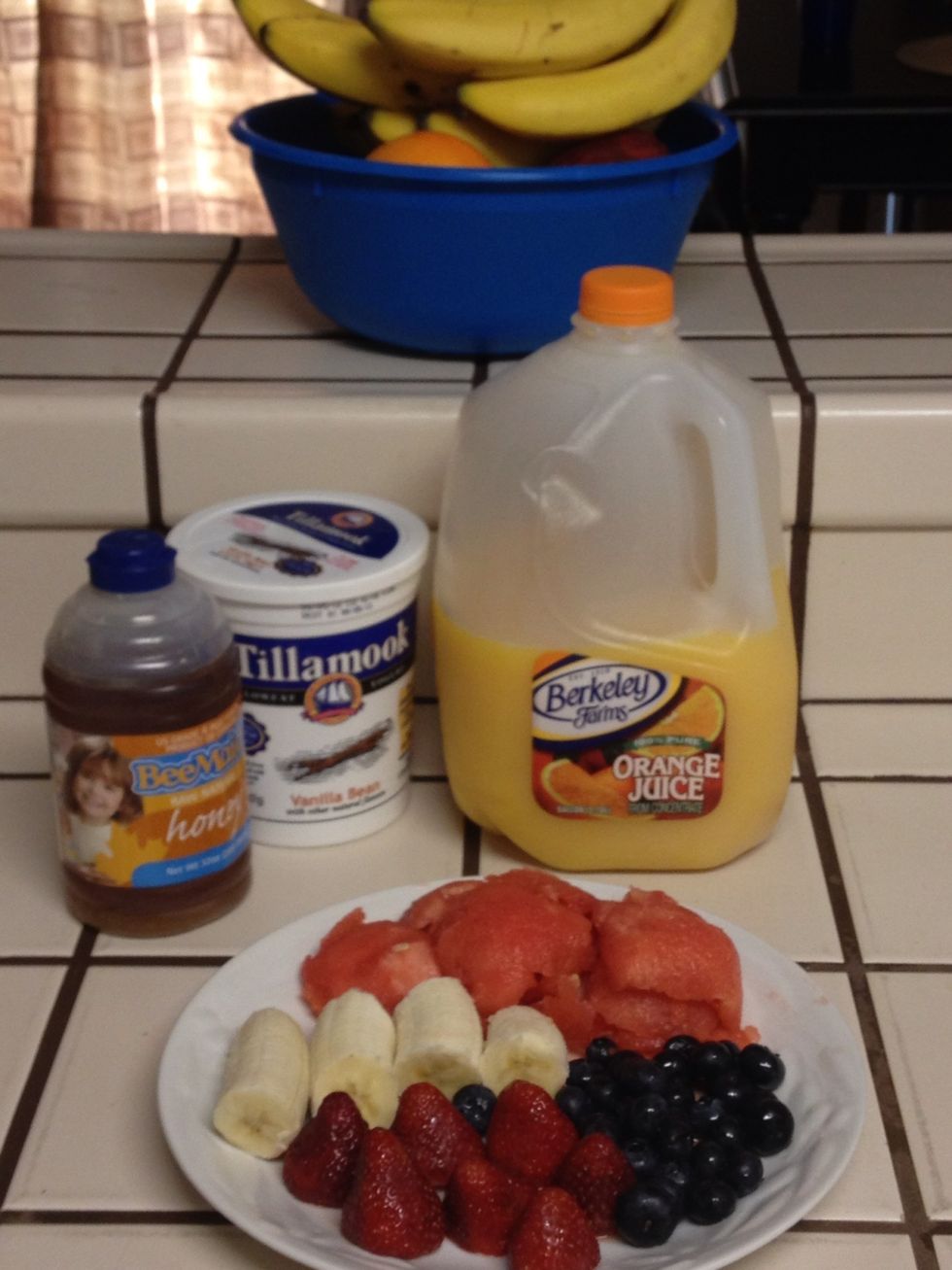 I have already clean and cut the fruit.