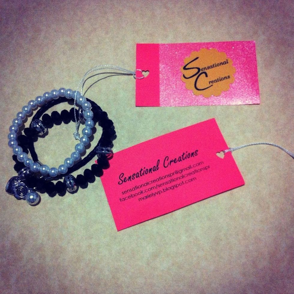 I have my own little business called Sensational Creations and I wanted to make a crafty logo tag for my creations (bracelets, earrings and necklaces). Here's how I made it...