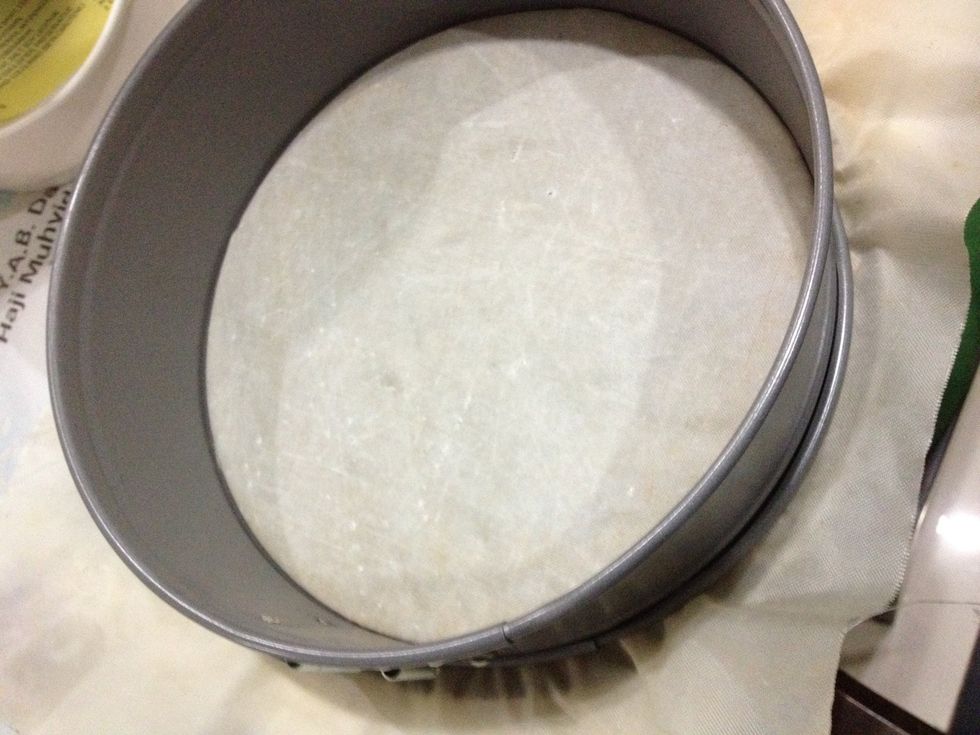 I have this reusable-non-stick-cloth thingy, so I lined my pan with that. Parchment paper would be fine. :)