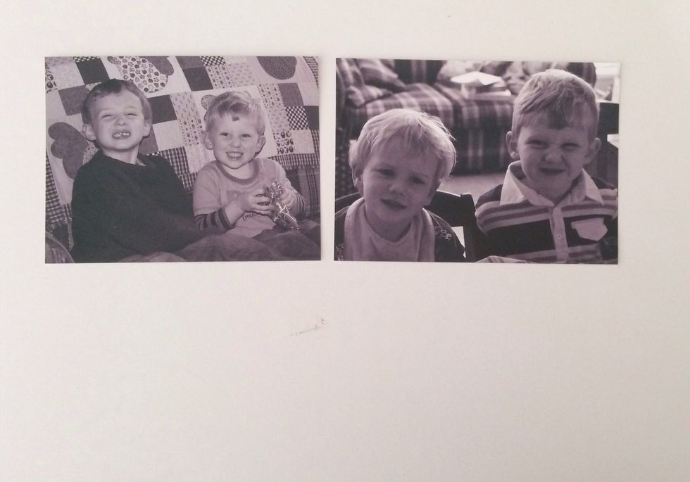 I have used 2 photos in this page. They have been cropped to : photo 1- 3 5/8 x 2 3/4 inches and photo 2 -  3 7/8 x 2 3/4 inches. The photos are used in pocket 1 and 4.