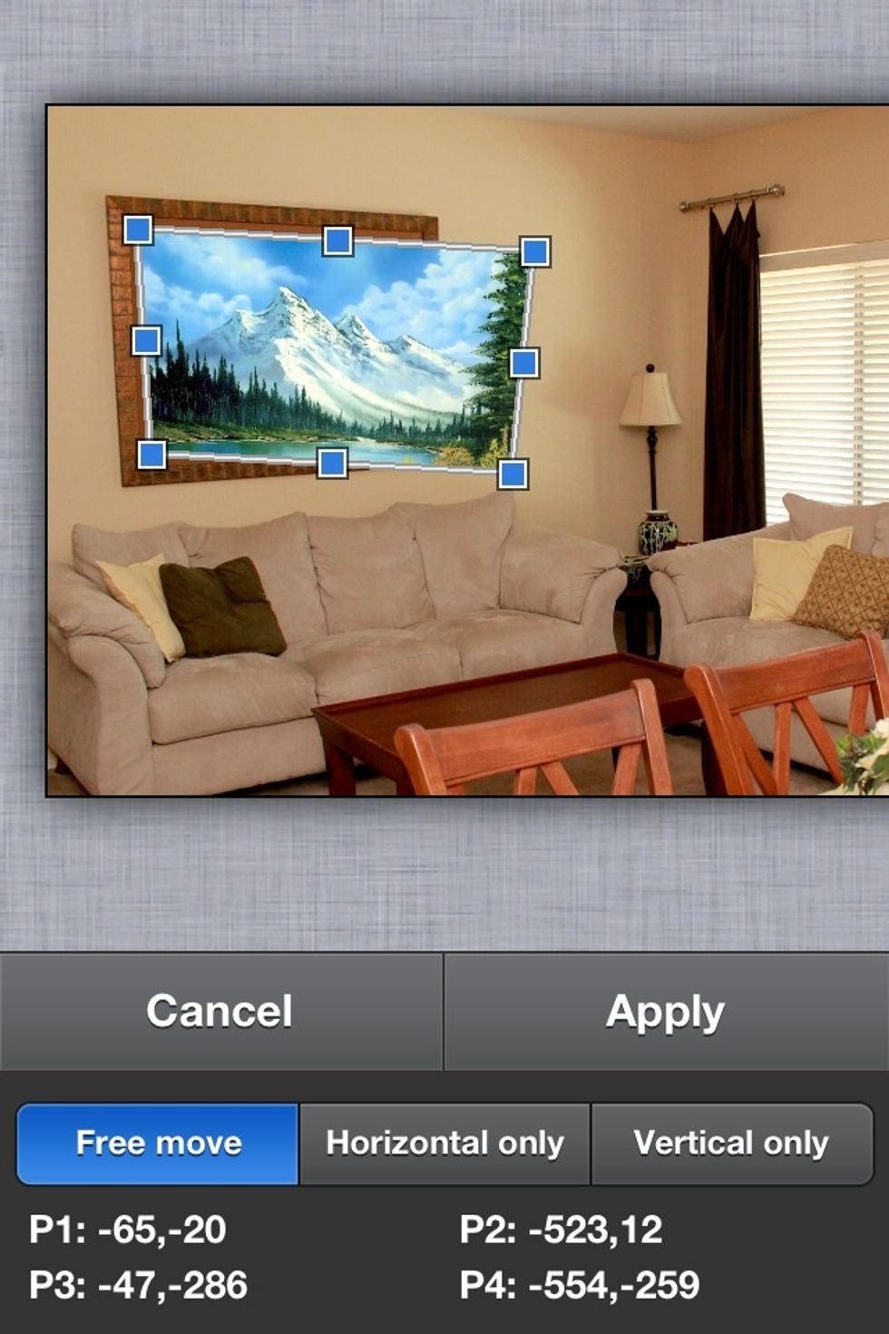 I just added this image so you can see the process. I'm simply lining the image up with the picture frame.