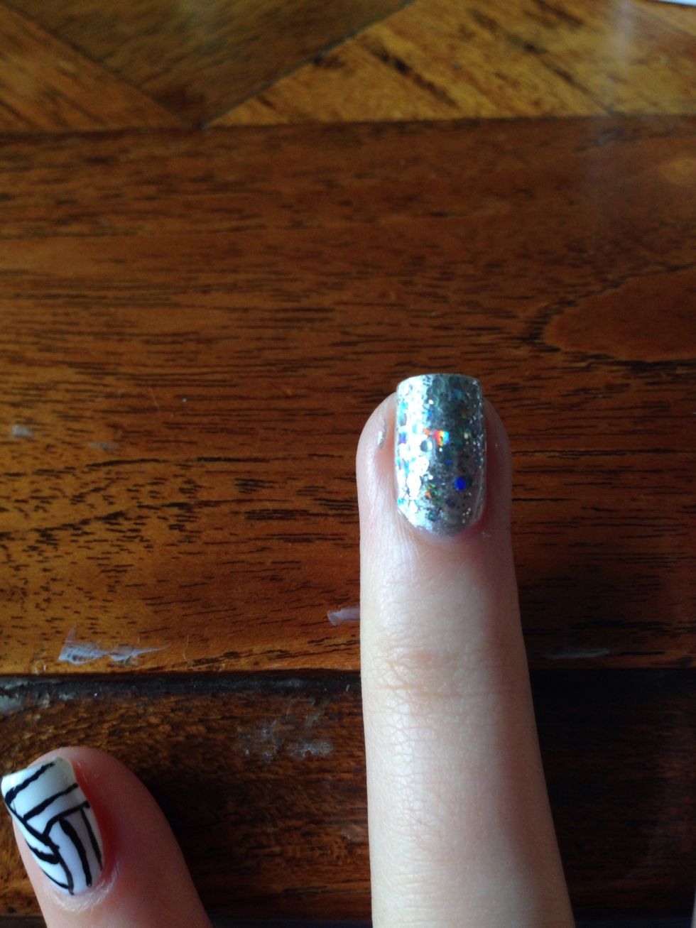 I just did a silver glitter for an accent nail