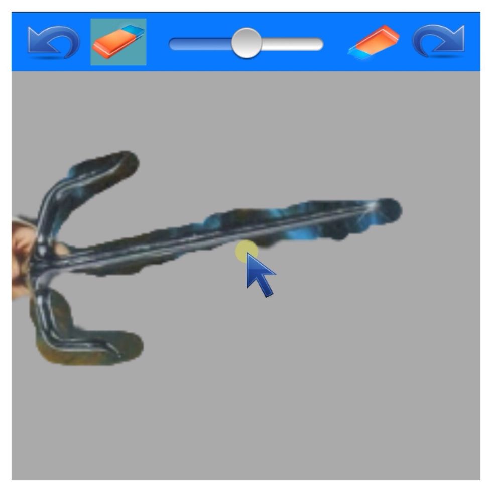 I just followed the outline of the weapon to erase the background. Also, the bar in the center of the erase and reveal will adjust the circle to be bigger or smaller as needed.