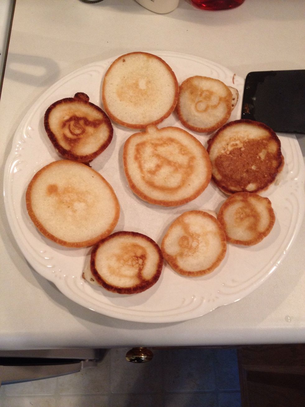 I just made a bunch of different sized pancakes and put them on a plate.