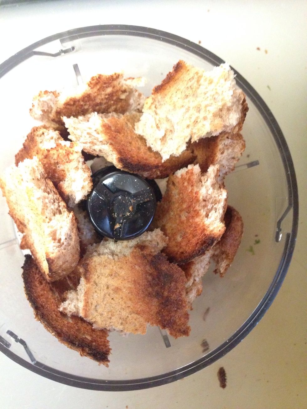 I just toasted 2 slices of whole wheat bread to make fresh bread crumbs.