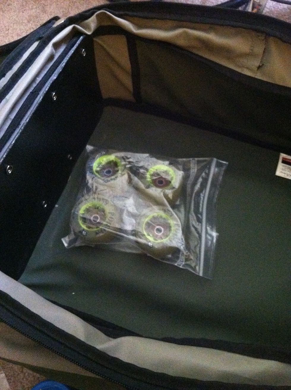I just took off my outdoor wheels. I don't have a wheel bag for them so I just put them in ziploc bags to keep them organized and the filth contained from my other equipment.