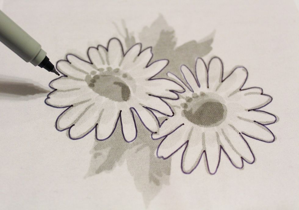 I laid a piece of the Stencil Film over the copy and outlined the flowers...