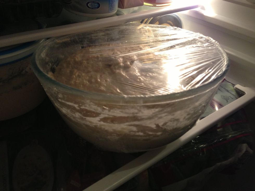 I left the dough to rise overnight in the fridge but you could leave it to rise at room temperature for a few hours