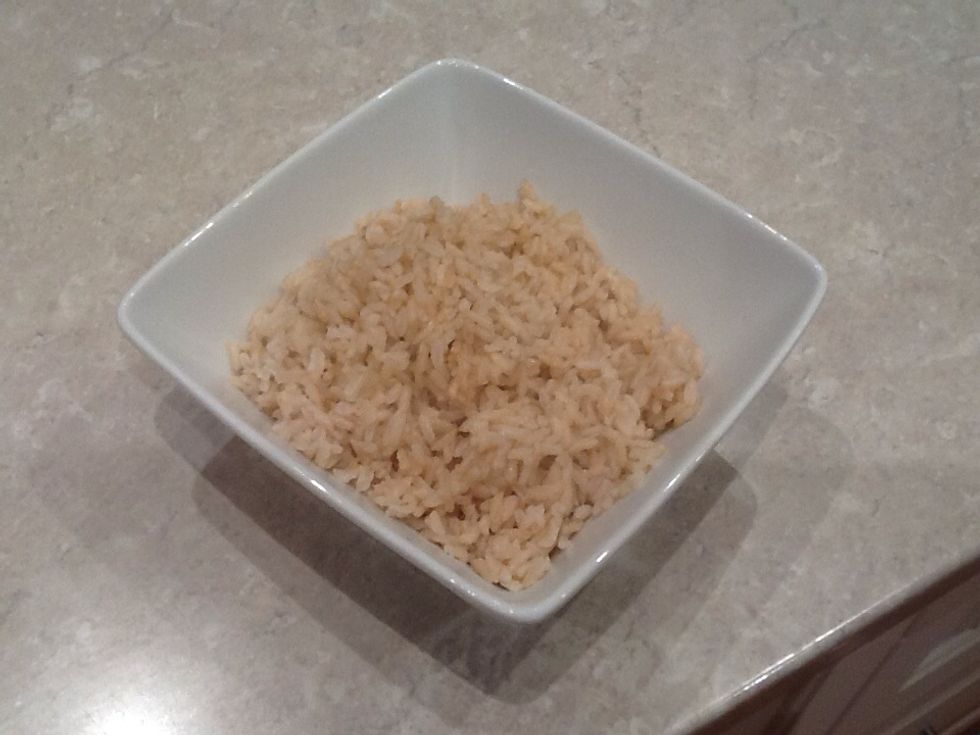 I let my brown rice boil for about 30 minutes and then drained it and let it rest.