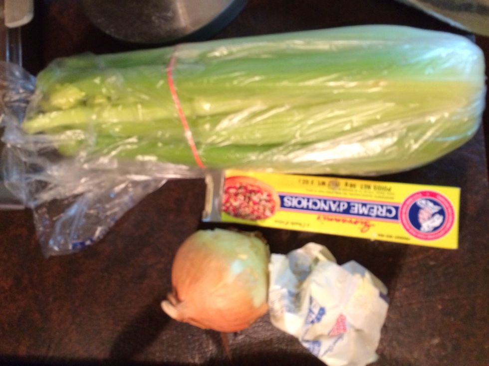 I like fresh celery and onion with some anchovy paste. Grab what fresh seasonings you like.