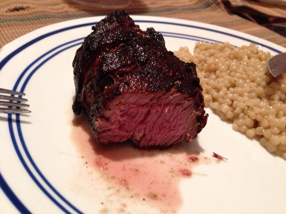 I like mine medium rare, though I'm often over and under shooting that. Proper sear on a quality dry-aged cut tastes delicious regardless.