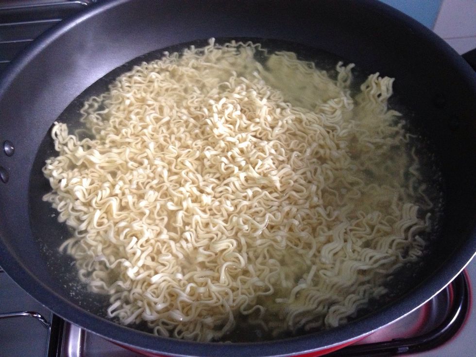 I like my noodles 3/4 cook :) remove from heat and drain
