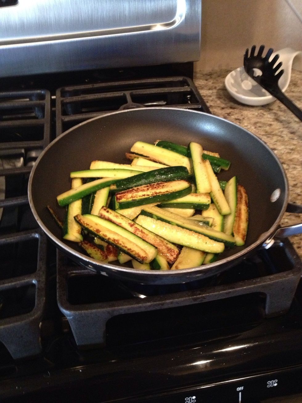 I like my zucchini with some brown on it but this is up to you how cooked you want to make it.