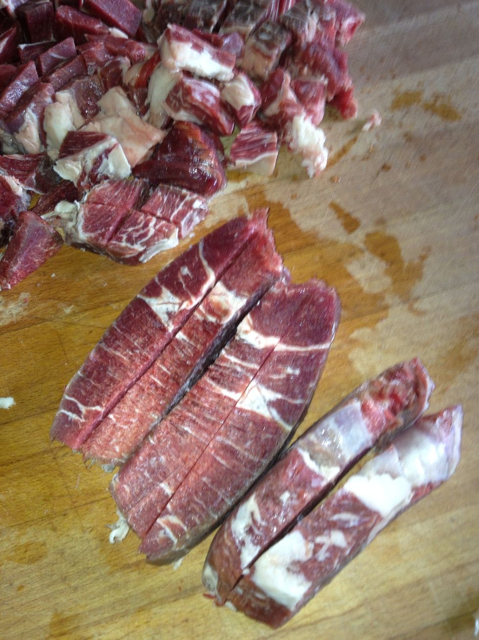 I like the meat frozen just enough you can cut through it