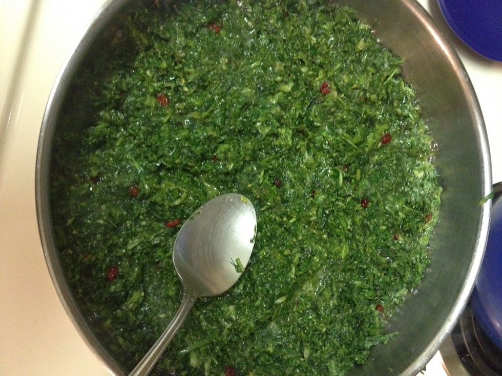 I like the taste of fried kookoo better and wanted to test out the avo oil. Add sabzi mix into a uniform layer about an inch thick