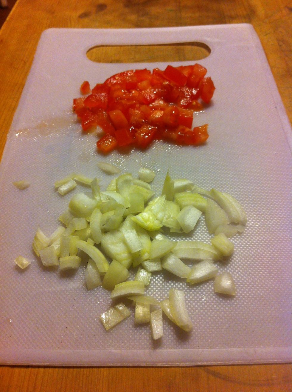 I like to chop/dice up the onion and tomato first.