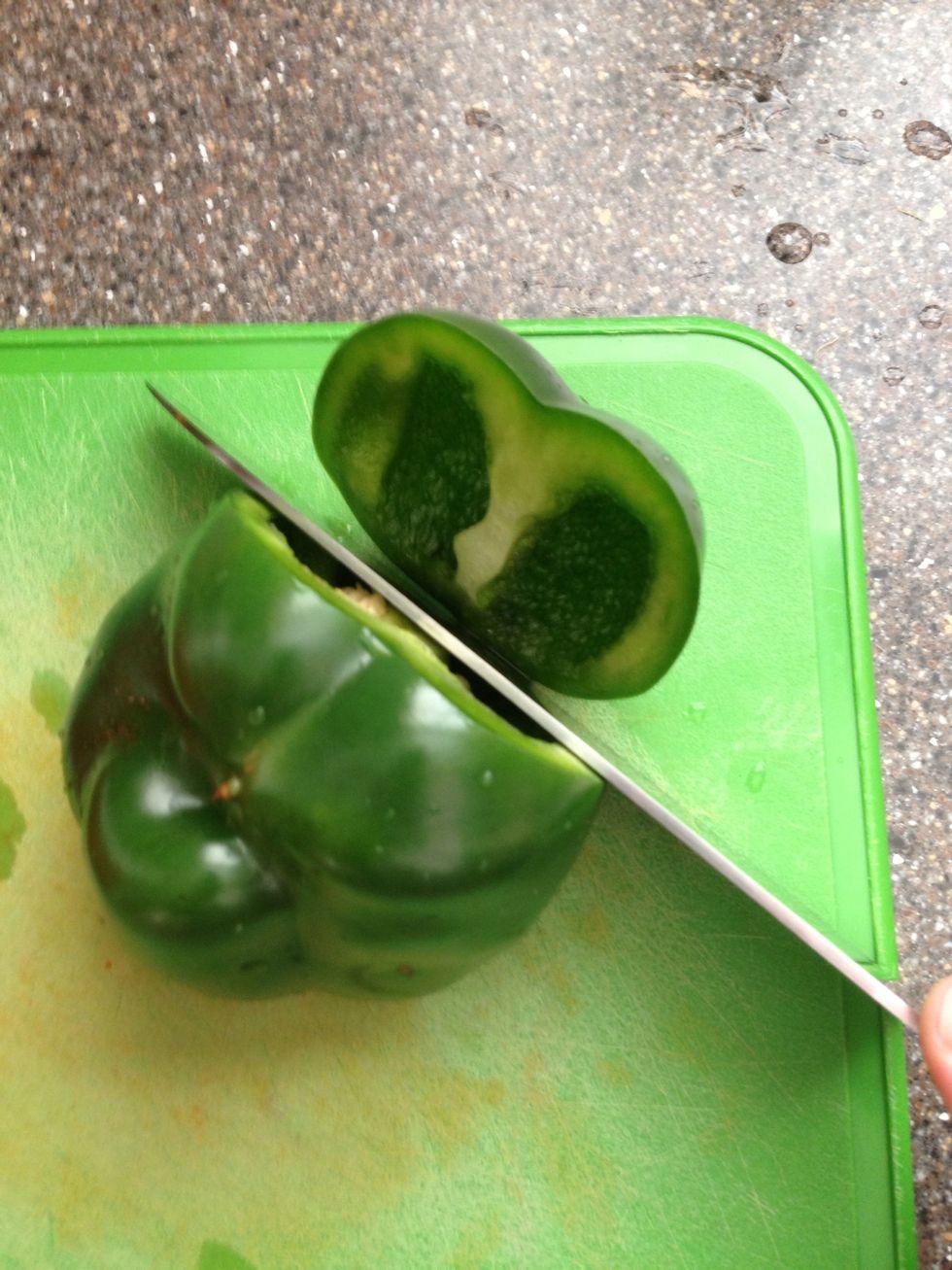 I like to chop off the sides of bell peppers to grill them.
