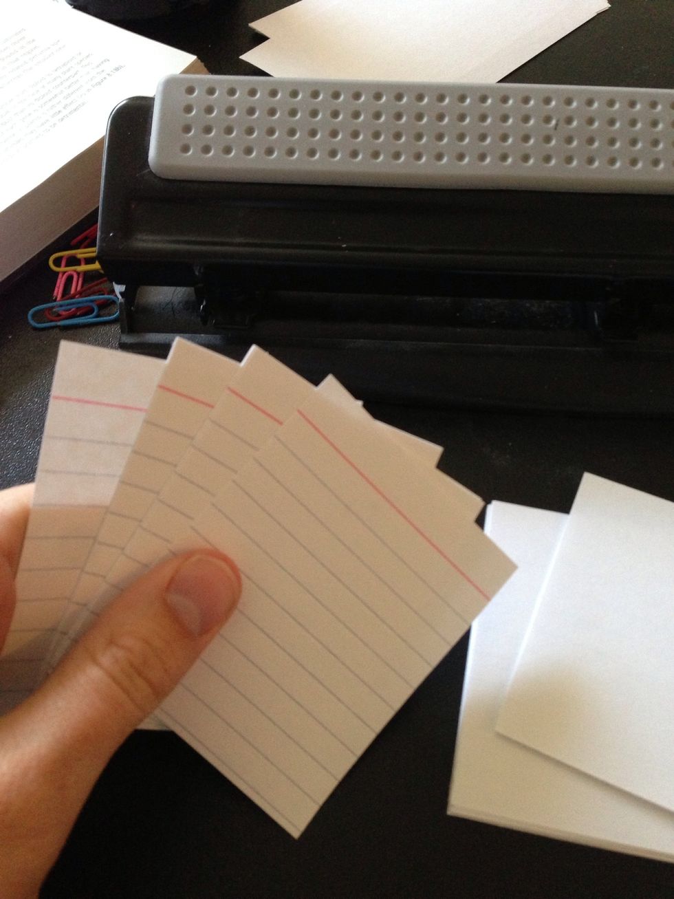 I like to have the red line at the top of my note cards but you can arrange them however you like.