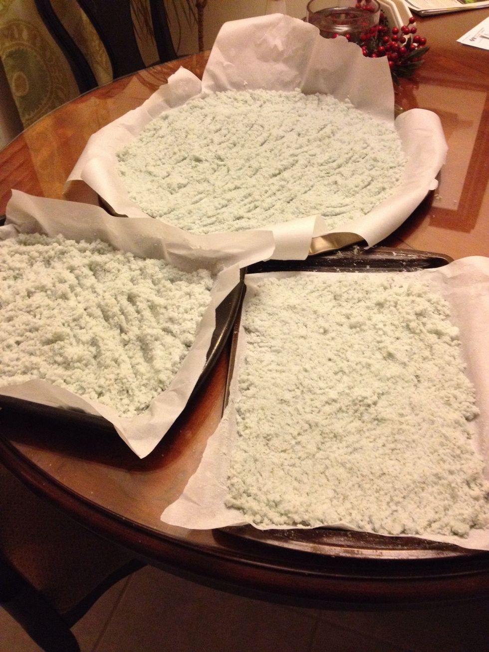 I like to make a batch in the afternoon and let it dry overnight. If you don't have enough flat cooking sheets you can substitute with trays (like I did). Anything flat will do.