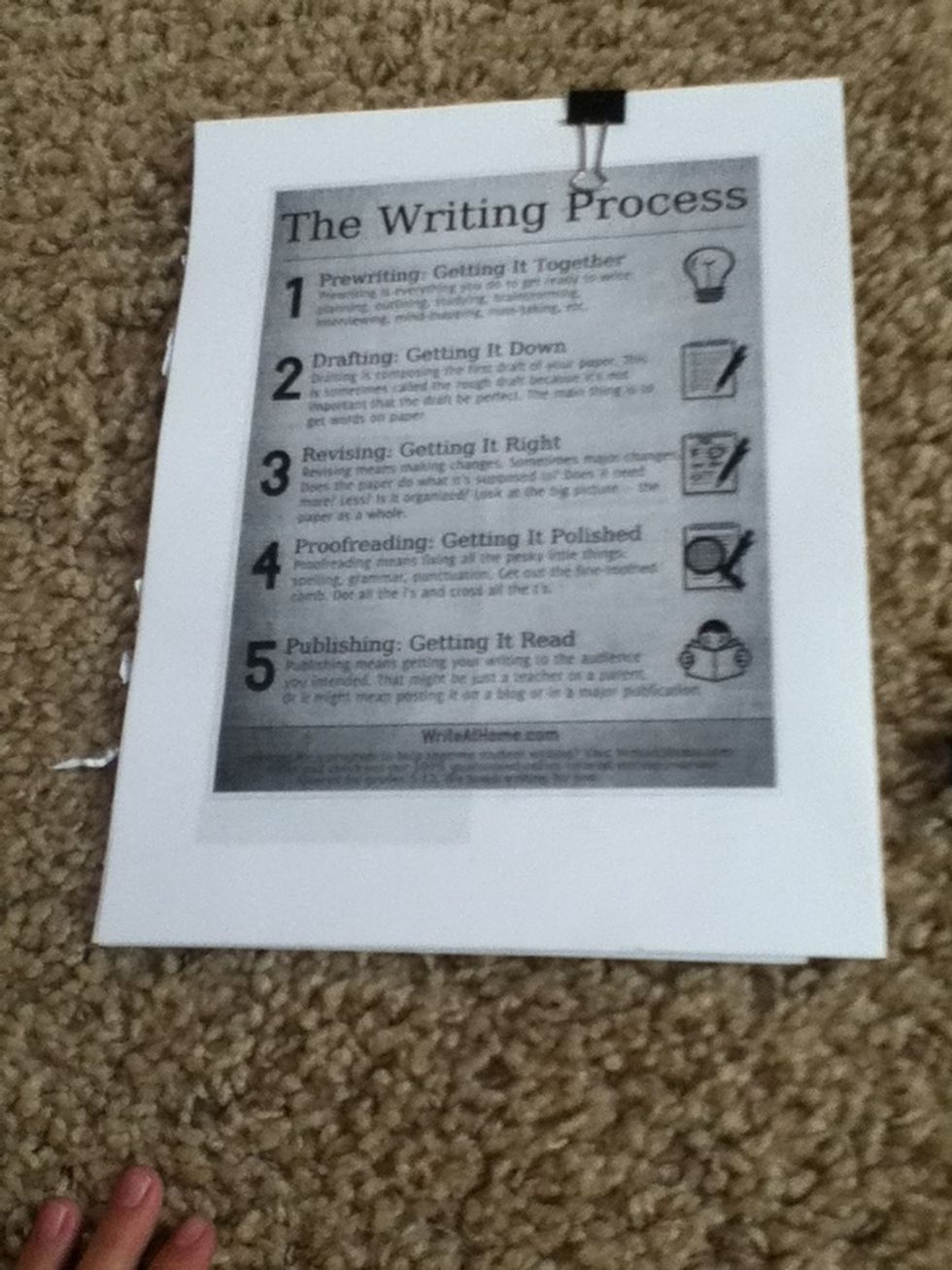 I like to put tips for writing in my binder too.\u270f