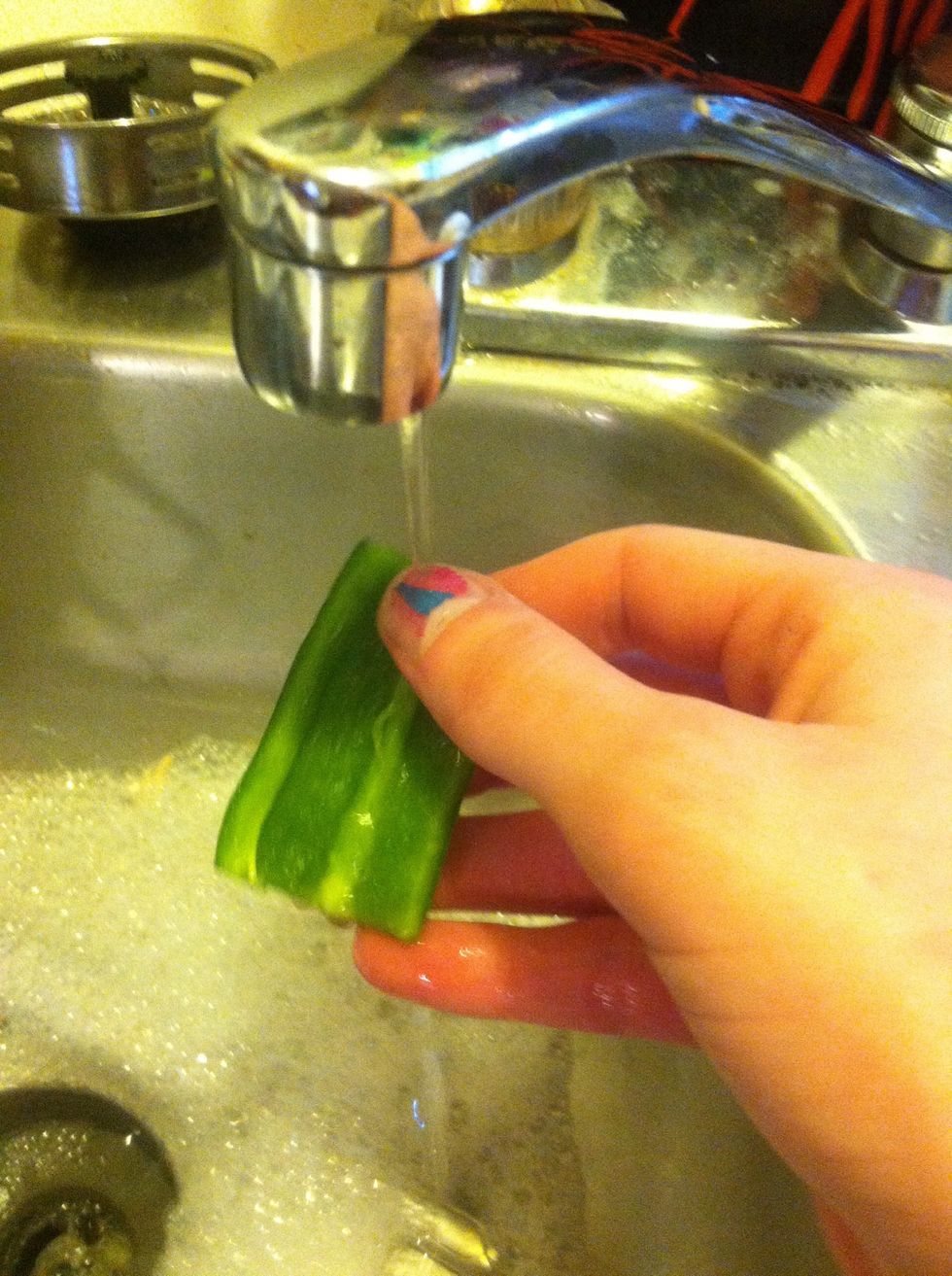 I like to rinse the jalape\u00f1os to make sure all the seeds are gone. If you like it spicier you could skip this step.