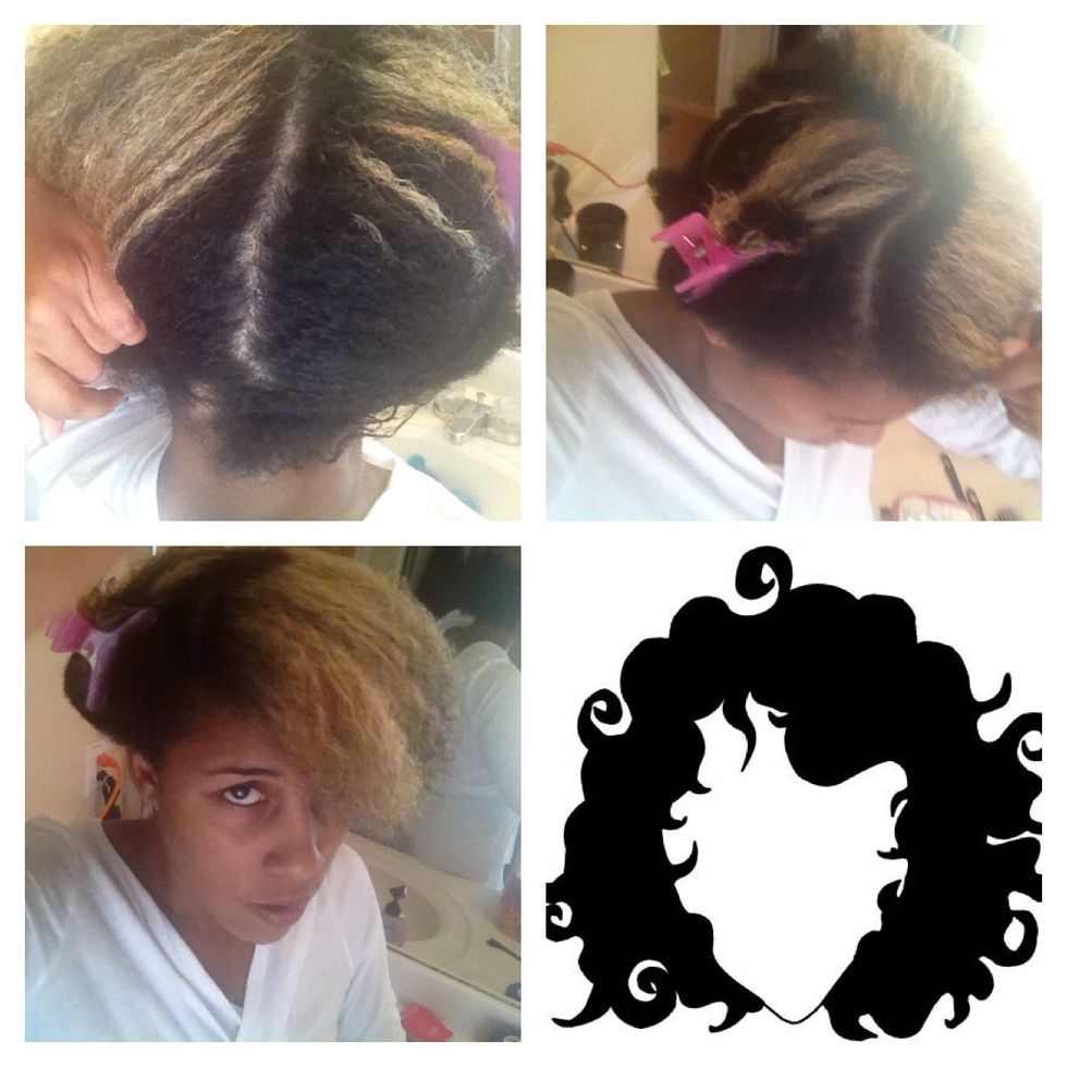 I like to section and pin up my natural hair so that it's easier to manage. Be sure to leave out the section hair you will be braiding.