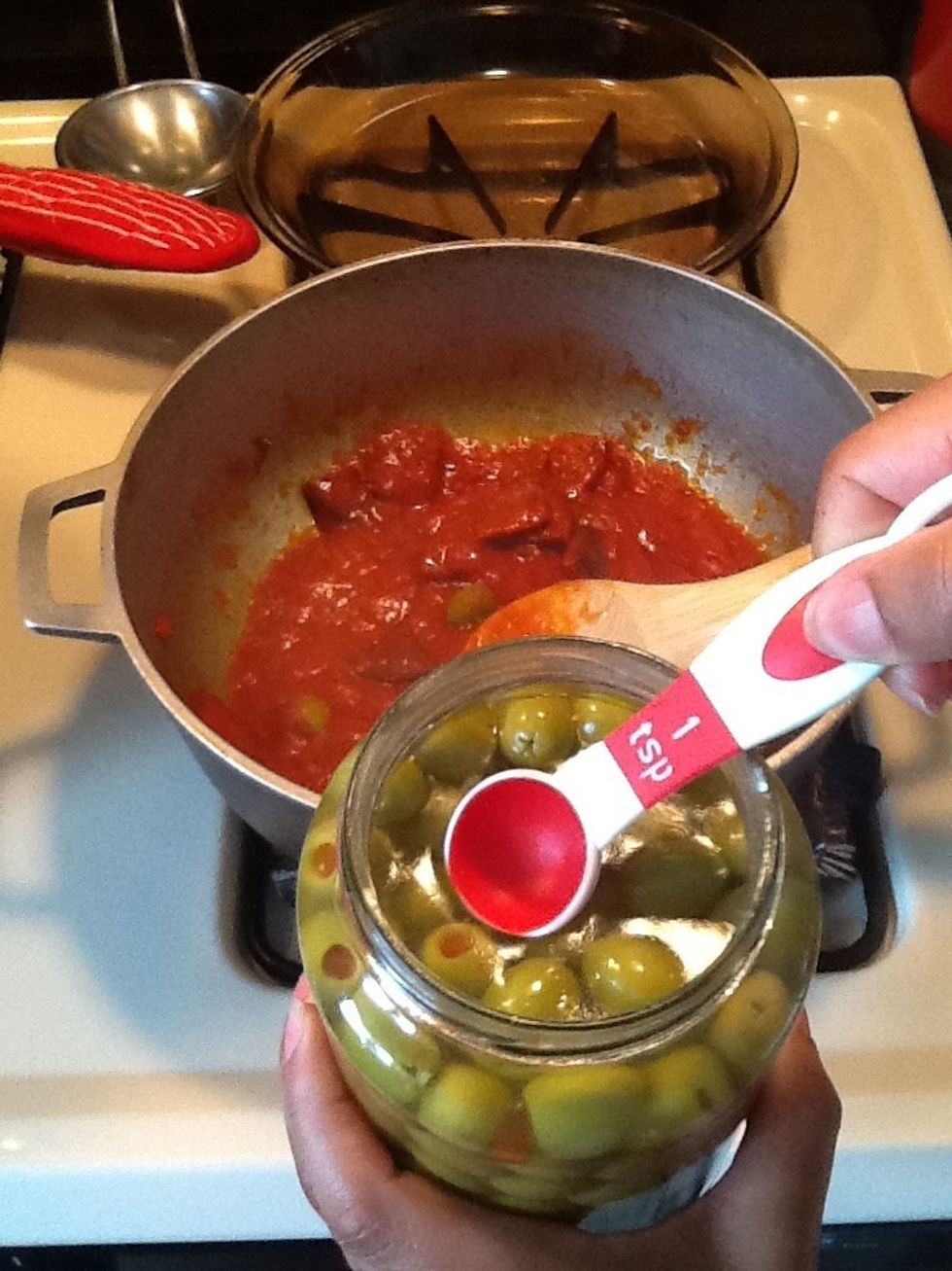 I like to take a tsp or two of the olive juice and then add it to the sauce.