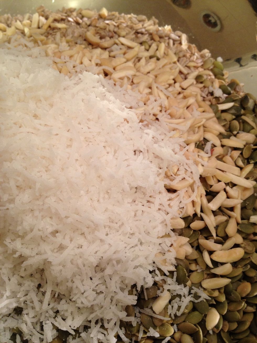 I like to use 2 cups of sweetened, shredded coconut, but I guess you could use unsweetened.