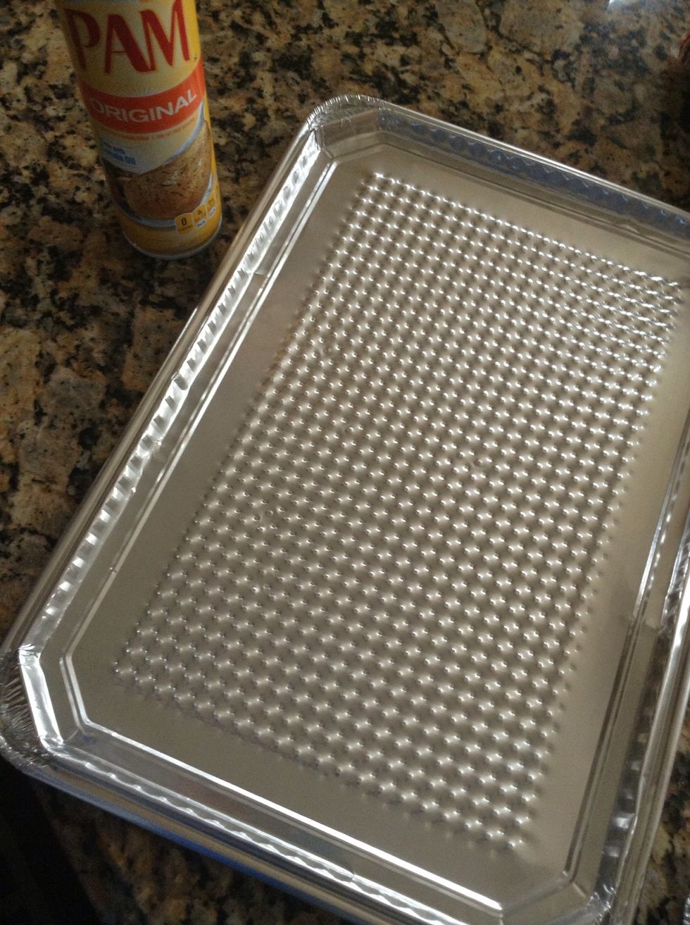 I like to use a disposable cookie sheet. Spray well with some Pam